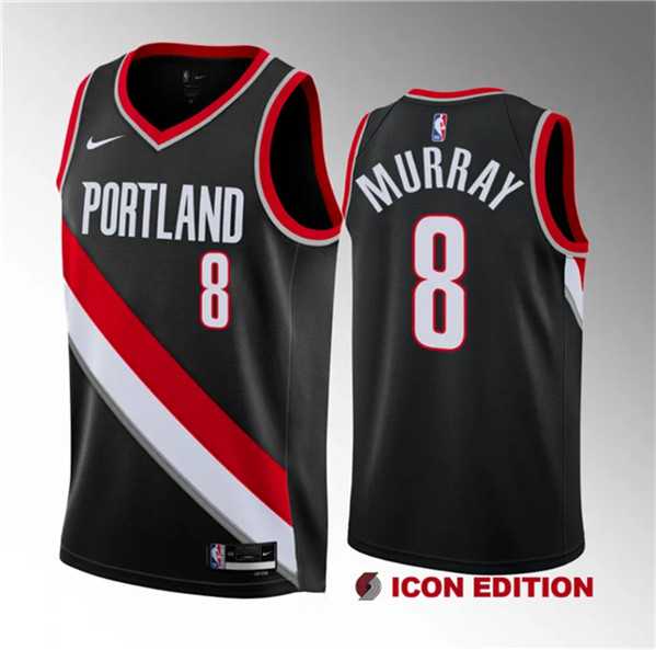 Men%27s Portland Trail Blazers #8 Kris Murray Black 2023 Draft Icon Edition Stitched Basketball Jersey Dzhi->sacramento kings->NBA Jersey